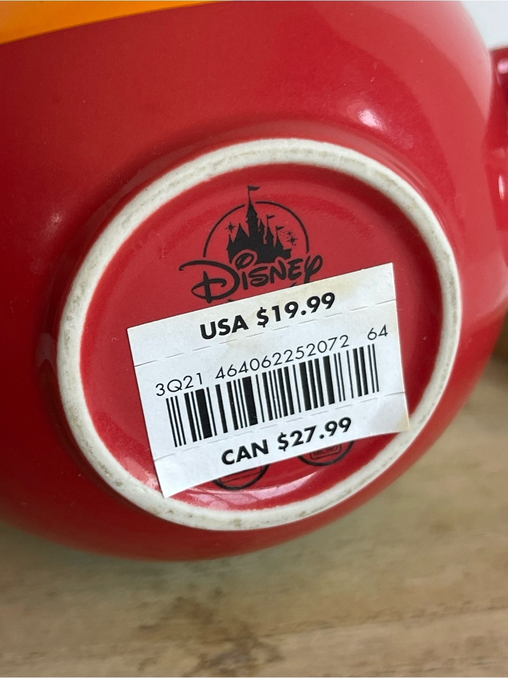 Disney Rainbow Mickey Mug - Red Exterior with Multicolor Stripes - Picture 7 of 7